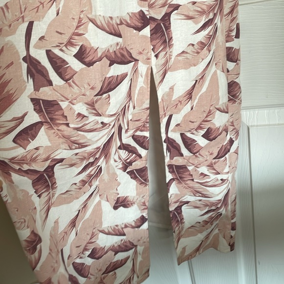 House of Harlow 1960 Smocked Palm leaf Lilen Blend Long Sleeve Midi Dress size S - Picture 2 of 6